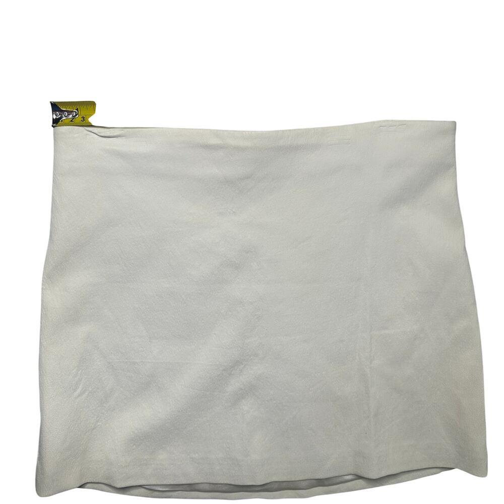 Genuine Leather Luxury White Mini Skirt Buttery Soft Lambskin Feel - Picture 9 of 12